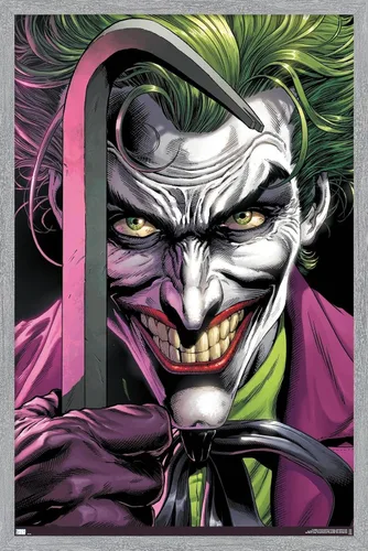 Vista 15 de Trends International DC Comics The Joker - Póster de pared con barra de palanca, 22.4 pulgadas de largo x 14.7 W, versión enmarcada de madera