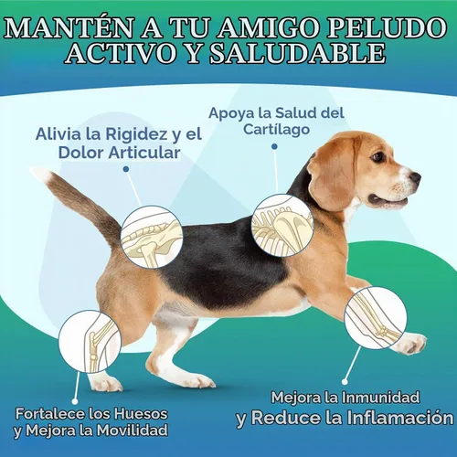 Vista 2 de Suplemento articular para perros, suplemento para articulaciones de perro, glucosamina, condroitina para cadera y articulaciones, golosinas