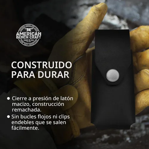 Vista 8 de Funda de cuero multiherramienta para Gerber Suspension y Gerber Suspension NXT (Negro) - Soporte de herramientas de cinturón de cuero de grano