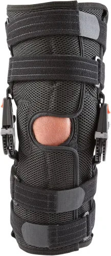 Vista 2 de Breg Rodillera Recover, larga, malla de aire, espalda abierta, envolvente (XS) Long airmesh hinged knee support that eases LCL, knee sprain