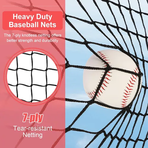 Vista 3 de 6'X6' Baseball Softball Practice Net,Pitching Net,Batting Net,with Dummy Batter,Bonus Strike Zone Target and Bow Frame,for Hitting,Pitching,Catching