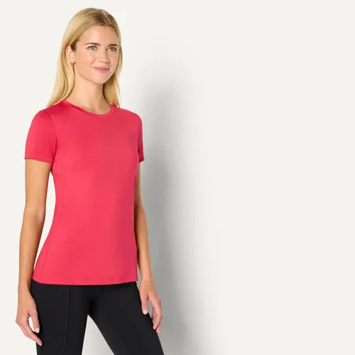 Vista 103 de Amazon Essentials Camiseta de manga corta con cuello redondo para mujer, de secado rápido, para entrenamiento, gimnasio, paquete múltiple
