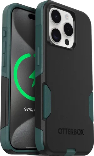 Vista 8 de OtterBox Funda para iPhone 15 Pro MAX (Only) Commuter Series, negra, delgada y resistente, apta para bolsillo, con protección de puerto