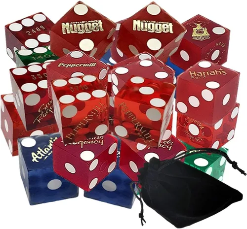 Vista 5 de Authentic Nevada Casino Dice Set 19mm Craps Dice (3 Pairs, 6 Dice) Table-Played Mixed Assortment Lake Tahoe Casinos