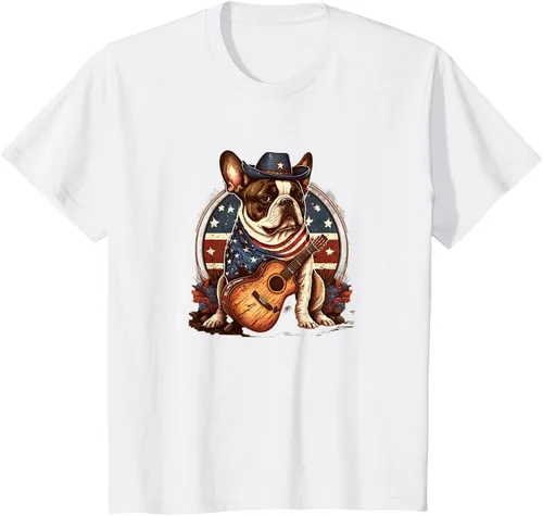 Vista 14 de Camiseta divertida de Bulldog francés con música country y roeo, Negro