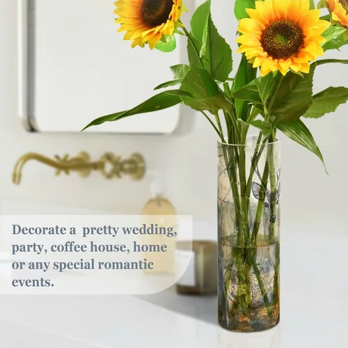 Vista 4 de Mysterious Brown Deer Plastic Vase for Flowers 11.8 x 3.9 Inch decorative Small Flower Vases Modern Dining Room Entryway Library jarron para centro
