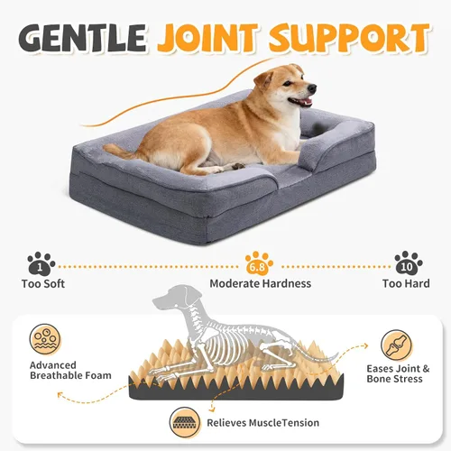 Vista 2 de [Usado] Makigued Cama ortopédica para perros medianos, sofá de espuma para mascotas con forro impermeable, funda extraíble lavable, parte inferior