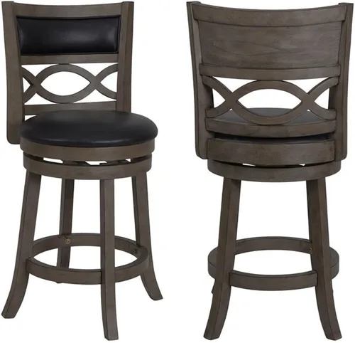 Vista 10 de New Classic Furniture Manchester Pub - Taburetes de bar giratorios de altura de pub, juego de 2, 29 pulgadas, asiento y respaldo tapizados de tela