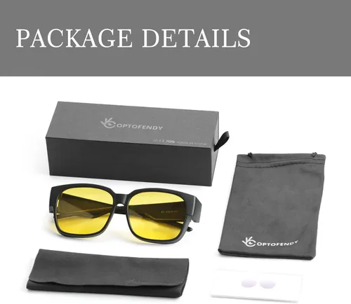 Vista 6 de OPTOFENDY over Glasses Sunglasses Night Vision Glasses over Glasses Fit over Blue Light Blocking Glasses Women Men