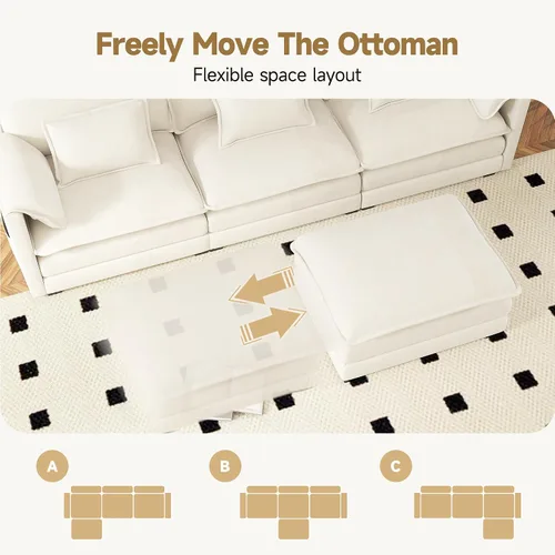 Vista 7 de Real Relax 145'' Sofá seccional modular, sofá convertible de 4 plazas con chenilla, 8 almohadas y 2 reposabrazos para sala de estar, oficina