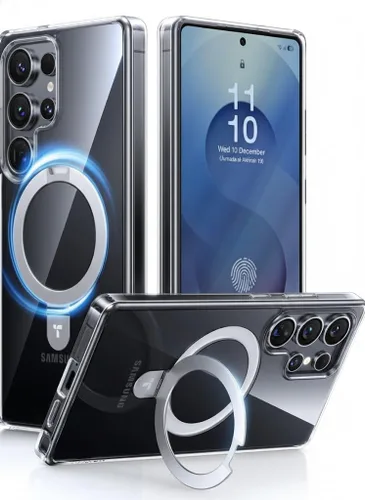 Vista 14 de TORRAS Funda magnética de albaricoque pálido para Galaxy S25 Ultra [compatible con Magsafe] soporte de anillo, a prueba de golpes, translúcida