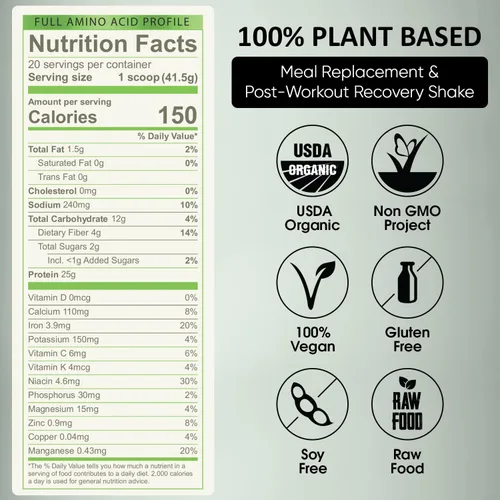 Vista 4 de Green Regimen Elite - Proteína en polvo a base de plantas, 0.88 oz de proteína completa de cáñamo y guisante, batido vegano alto en proteínas, sin