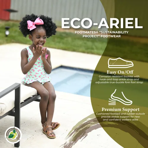 Vista 4 de FOOTMATES Ariel and Eco-Ariel Sandalias impermeables para niñas y niños con suela antideslizante que no deja marcas y cierre de correa para bebés