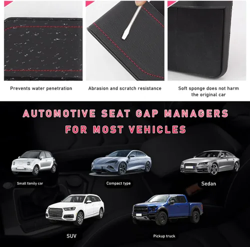 Vista 6 de Organizador de Espacio para Asiento de Coche con Portavasos Expandible, Almacenamiento para Asiento Delantero Automotriz con Portavasos, Caja