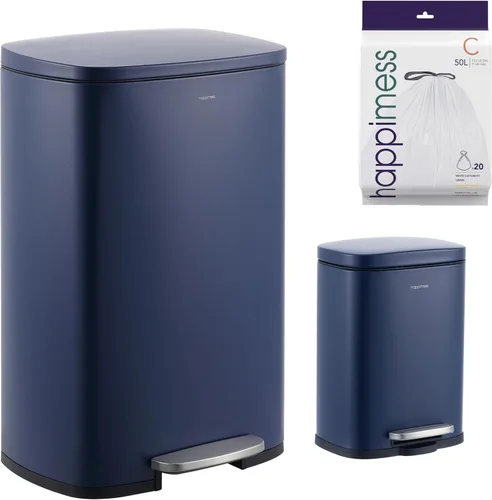 Vista 12 de happimess HPM1006B Connor - Bote de basura rectangular de 13 galones con tapa de cierre suave y mini basurero gratis, resistente a las huellas Negro