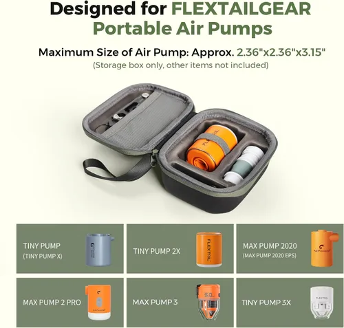 Vista 2 de FLEXTAILGEAR Estuche portátil para bomba de aire, material rígido de polipropileno, compatible con bomba pequeña X/Tiny pump 2X/Tiny Pump 3x/Max