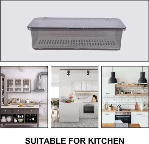 Vista 3 de Operitacx Soporte de plástico para palillos con tapa, organizador de cajones de utensilios con drenaje para cubiertos de cocina, hogar, camping