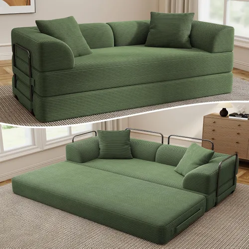 Vista 14 de Sofá cama convertible Cloud sin huesos, sofá de piso de 177,8 cm, 4 en 1, plegable, acomodado, sofá de 2 plazas, sofá cama de espuma de alta