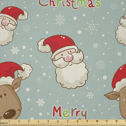 Vista 35 de Ambesonne Tela Navideña por Yarda, Tema Navideño Colorido Vivo Piñas de Pino Ramas Hombre de Jengibre Imagen de Bayas Estampada, Tela de Punto