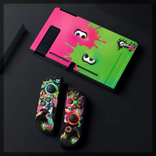 Vista 7 de PERFECTSIGHT Cute Protective Case for Nintendo Switch, Kawaii Soft TPU Slim Cover, Cartoon Hard Shell Dockable Case for NS Console and Joy Con