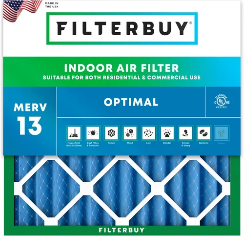 Vista 16 de Filterbuy Filtro de aire 8x14x1 MERV 13 Defensa Óptima contra Humo y Alergias (Paquete de 1), Filtros de Reemplazo Electrostáticos Plisados HVAC AC