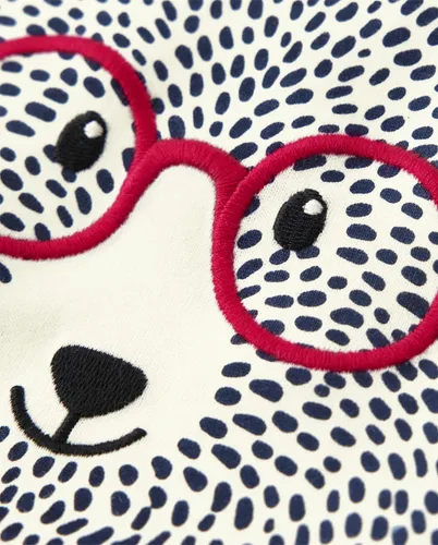 Vista 2 de Gymboree - Camisetas de manga larga con bordado gráfico para niños y niños pequeños, diseño de otoño y festivo Oso de trapo de manzana