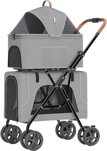 Vista 3 de pet Toilet Portable Folding Double-Deck Pet Stroller, Detachable Separation for Dogs, Cats and Pets Standard Litter Boxes(Blue)