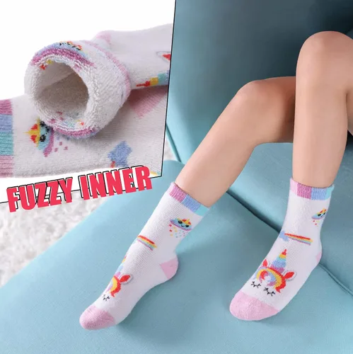 Vista 2 de MQELONG Calcetines de lana para niños y niñas, de invierno, de lana cálida, para senderismo, botas gruesas, calcetines acogedores, 6 pares