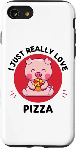 Vista 13 de iPhone 15 Kawaii Cute Pig I Just Really Love Pizza Lover Case