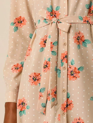 Vista 6 de Allegra K Vestido de lunares vintage con botones para mujer, cuello con lazo y cinturón