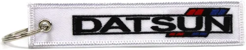 Vista 2 de Rotary13B1 DATSUN Jet Tag Llavero 1 pulgada x 5 pulgadas - Blanco, Blanco
