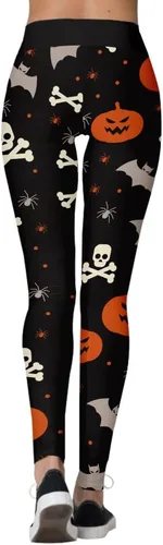 Vista 2 de Eyanse Leggings de Halloween, leggings de Navidad para mujer, cintura alta cepillada suave