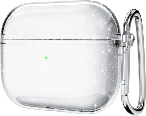 Vista 45 de Svanove Funda para Airpods Transparente con Purpurina, Funda Brillante y Bonita para Airpods de 1ª y 2ª Generación con Llavero, Carcasa Rígida