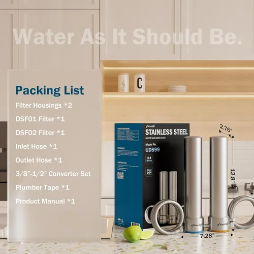 Vista 7 de Frizzlife UDS99 - Sistema de filtro de agua para debajo del fregadero, filtración de agua de conexión directa de 8 etapas, 0.5 micrones reduce