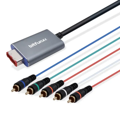 Vista 7 de BITFUNX Adaptador de cable de componentes NGC Soporta video componente (3RCA) y cable de audio (2RCA), adaptador de videojuegos Plug & Play sin