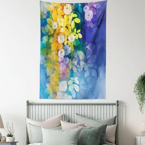 Vista 5 de Ambesonne Colección de decoración de flores de acuarela, rosas pálidas y flores pequeñas lindas, pintura ilustraciones de época bonitas florales
