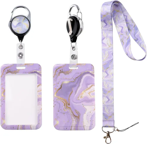 Vista 14 de Cordón con Llavero para Hombre con Insignias de Identificación con Clip de Carrete Retráctil Soporte para Insignias Llavero con Bandera Americana