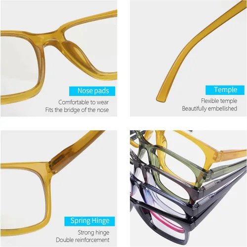Vista 3 de K KENZHOU Paquete de 5 lentes de lectura con bloqueo de luz azul para mujeres/hombres, antidolor de cabeza, deslumbramiento/fatiga ocular, anteojos