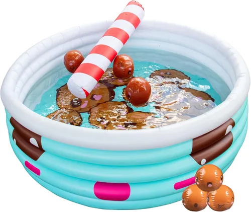 Vista 3 de Piscina inflable grande de 5.5FT Boba Tea Backyard Kiddie, resistente a Azul