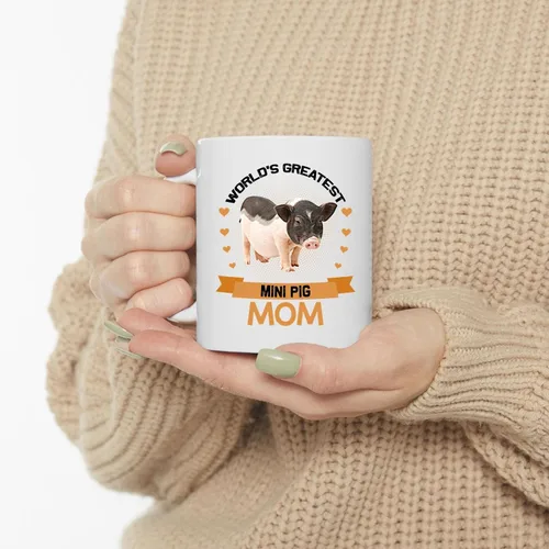 Vista 3 de World's Greatest Saddle Mini Pig Mom Gifts for Women Funny Coffee Mug White Ceramic Cup 11oz