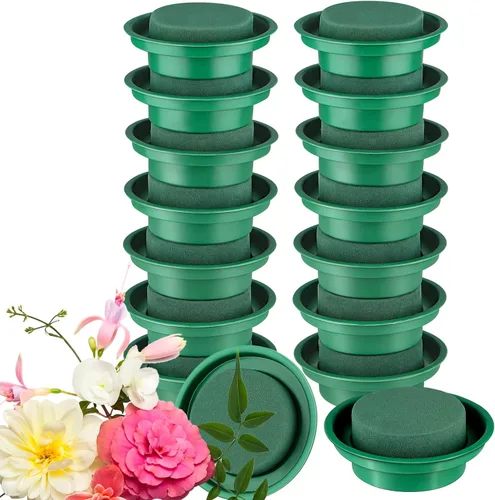 Vista 8 de Hahood Paquete de 8 rondas de espuma floral verde en cuencos, kit de arreglo floral para flores frescas y artificiales, 4.7 pulgadas de diámetro