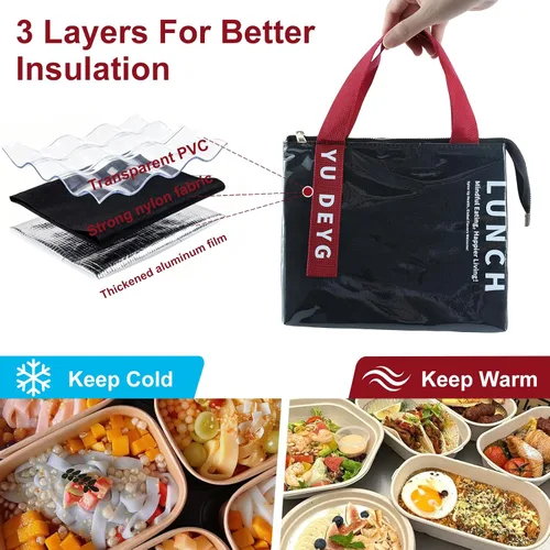 Vista 5 de Lonchera para hombres y mujeres, duradera, creativa, plegable, aislada, pequeña, reutilizable, a prueba de fugas, simple, bolsa de almuerzo
