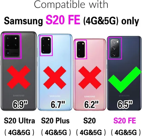 Vista 2 de Funda de Cartera para Samsung Galaxy S20 FE 5G de 6.5 Pulgadas con Correa para Muñeca, Billetera con Cremallera y más de 9 Ranuras para Tarjetas