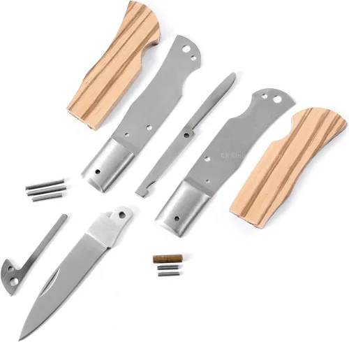 Vista 10 de EZSMITH Kit de fabricación de cuchillos – Bobcat Lockback – Serie de cuchillos plegables de bricolaje – (kit de piezas)