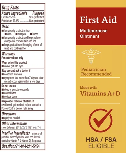 Vista 2 de A+D Pomada curativa multiusos de primeros auxilios, protector hidratante de la piel para talones, codos, manos y labios secos agrietados, protege