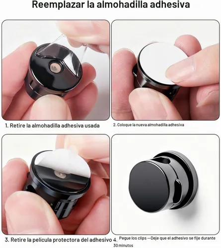 Vista 9 de OneLeaf Paquete de 12 clips de cable de resorte giratorios de 360° [1s bloqueo], soporte de cable adhesivo para mesita de noche, soporte de cable