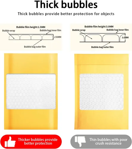 Vista 4 de packbabol Sobres de burbujas de papel kraft 3.5x5 Pulgadas 50 Pack, sobres autoadhesivos de papel para embalaje, sobres de adhesión fuerte, pequeñas