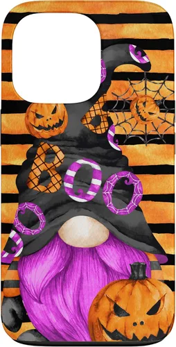 Vista 10 de iPhone 16 Halloween Gnome With Purple Beard Women Pumpkin Witchy Boo Case