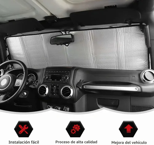 Vista 6 de Parasol para parabrisas compatible con Jeep Wrangler Rubicon Sahara TJ JK JKU de 2 puertas y 4 puertas, protector de calor, parabrisas, visera