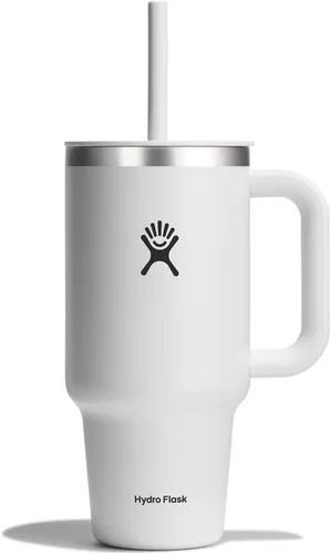 Vista 62 de Hydro Flask Vaso de Viaje con Asa, Tapa y Pajita - Acero Inoxidable Aislado en 24 Oz Aloe
